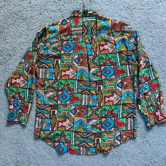 Vintage Timney Fowler for Go Silk Button-Up Colorful Shirt Mens S- Excel. Cond. - Picture 8 of 11